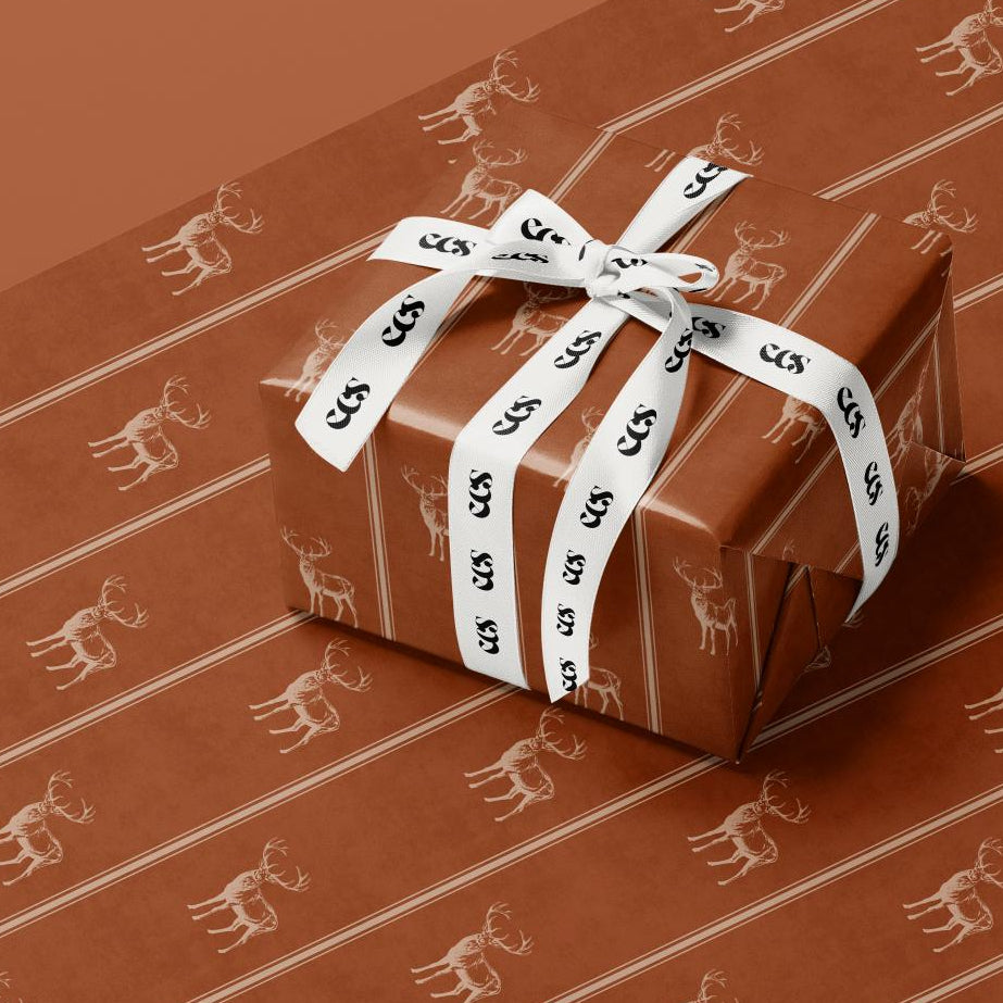 Rust Orange Vintage Deer Wrapping Paper, Gloss or Matte Finish Elegant Luxury Christmas Gift Wrap
