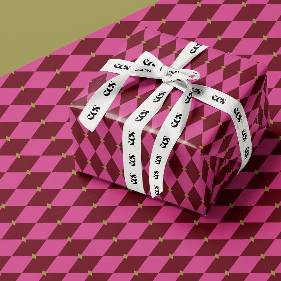 Pink Harlequin Checkered Wrapping Paper, Gloss or Matte Finish Elegant Luxury Birthday Gift Wrap