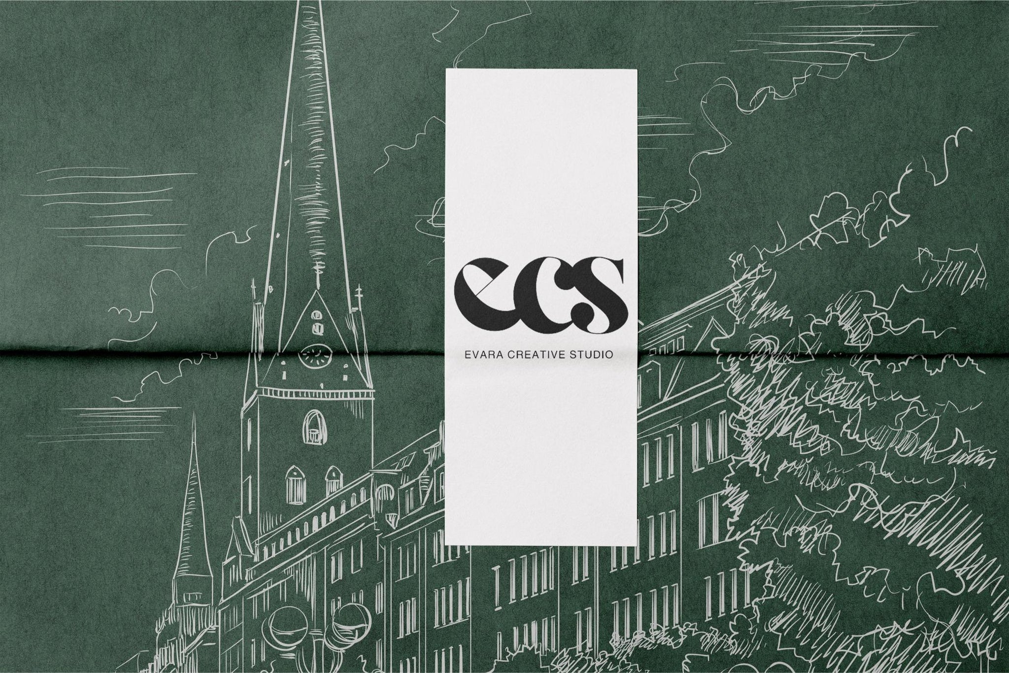 Deep Green Cityscape Wrapping Paper, Gloss or Matte Finish Elegant Luxury Christmas Gift Wrap